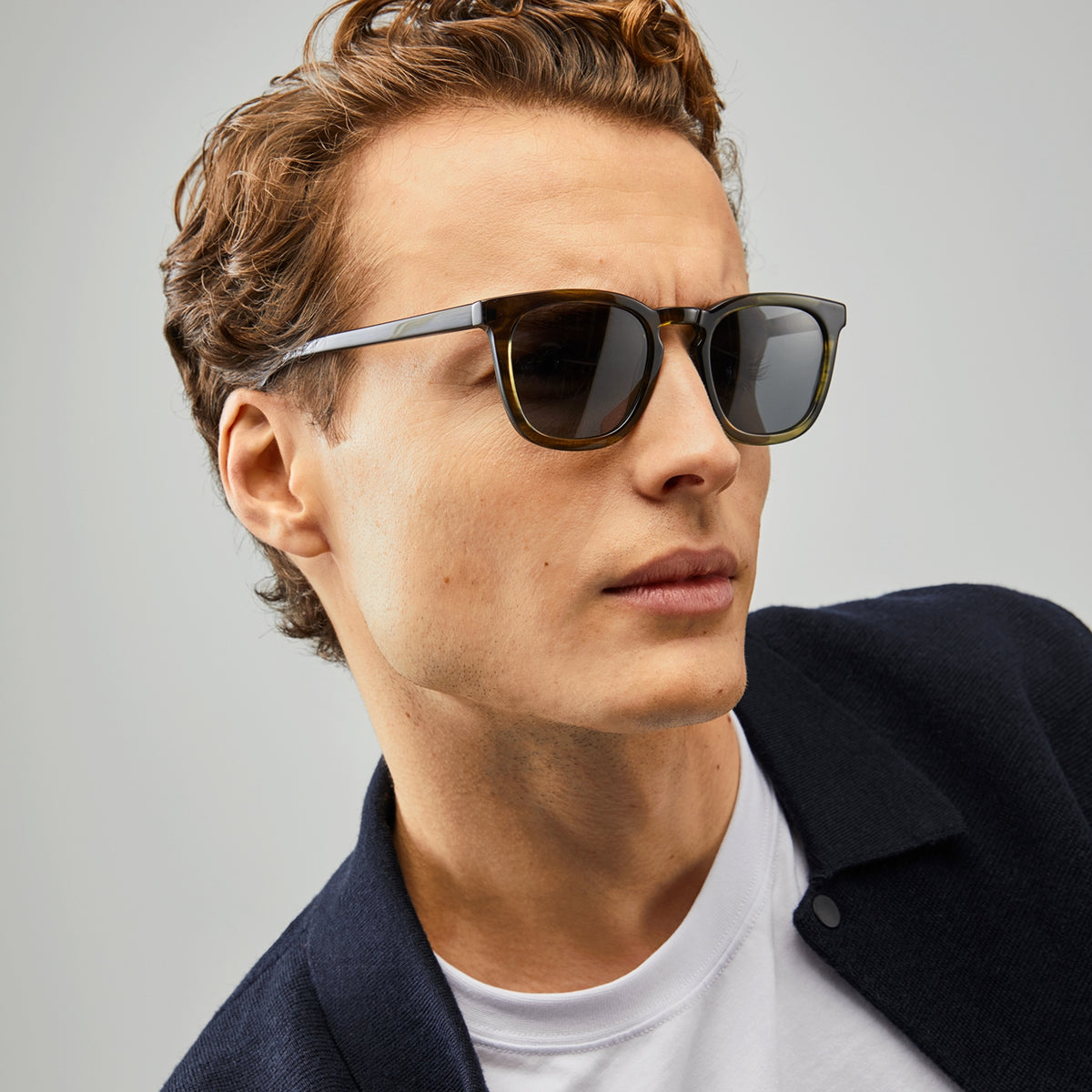 Nividas Atlantic polarized sunglasses in Meadow Green - square hand-polished acetate frame