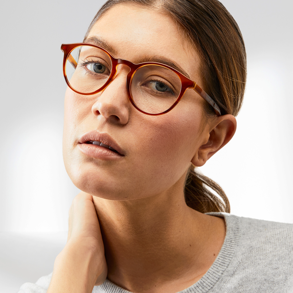 Nividas Bilbao reading glasses in Cloudy Brown - round acetate frame