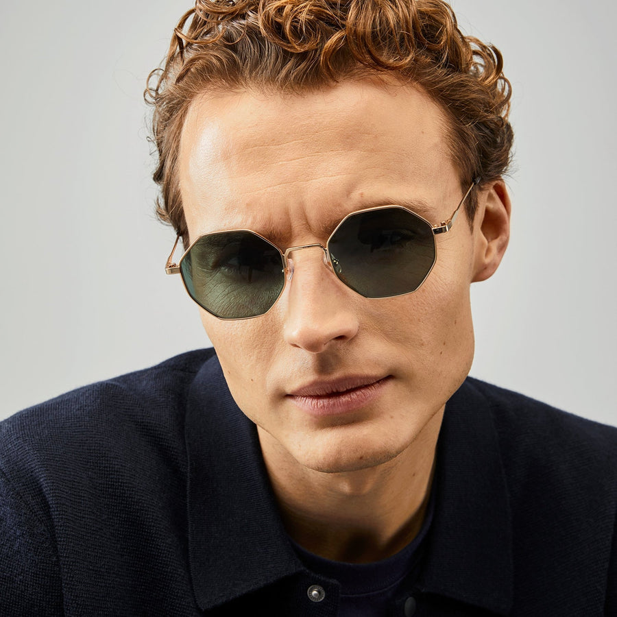 Nividas Hamburg polarized sunglasses in Gold - hexagonal lightweight metal frame