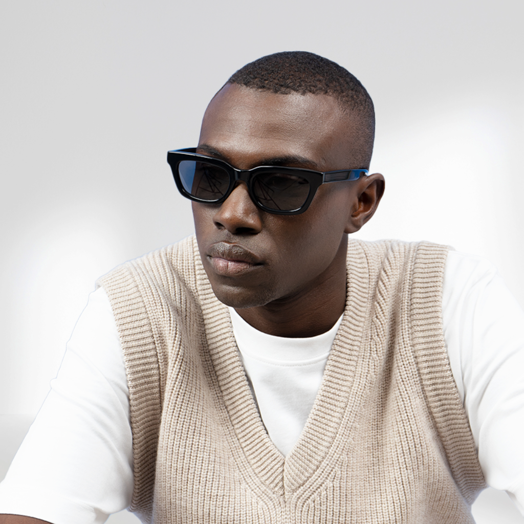 Nividas Nairobi polarized sunglasses in Shiny Black - cat-eye hand-polished acetate frame