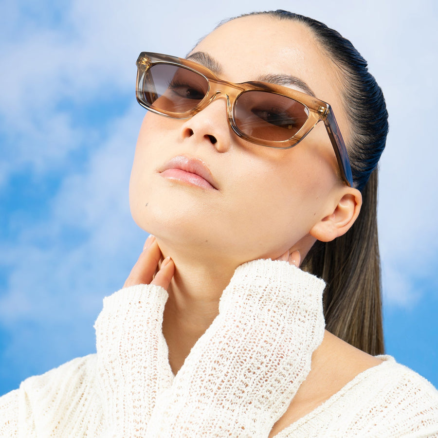 Nividas Naples polarized sunglasses in Desert Sand - cat-eye hand-polished acetate frame
