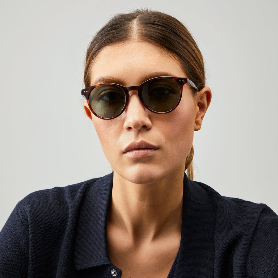 Nividas Paris polarized sunglasses in Tortoise Classic - round hand-polished acetate frame