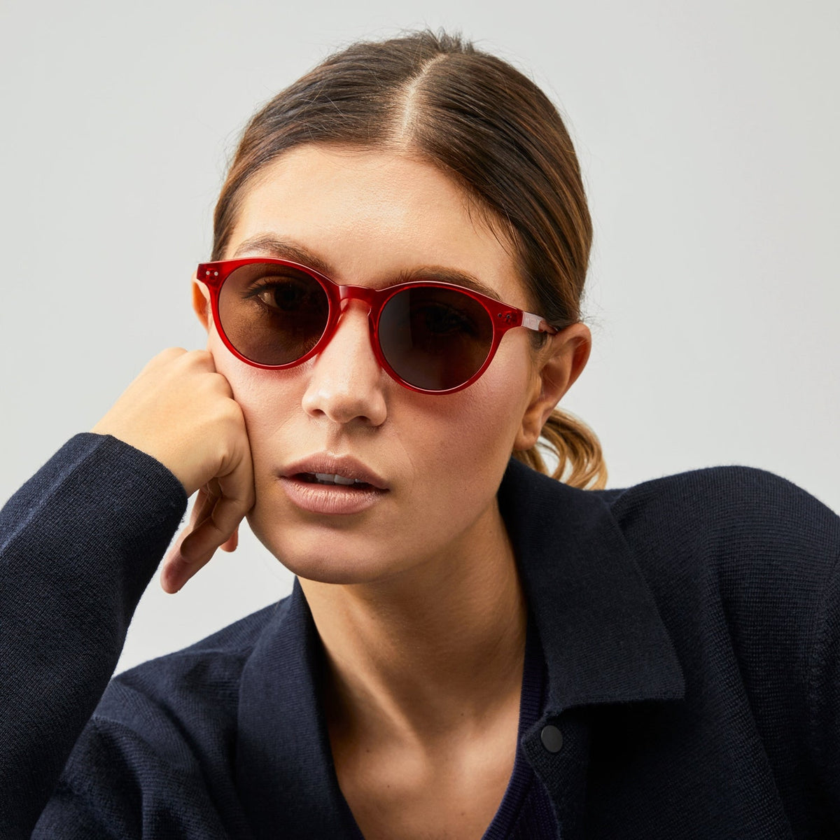 Nividas Paris polarized sunglasses in Crystal Red - round hand-polished acetate frame
