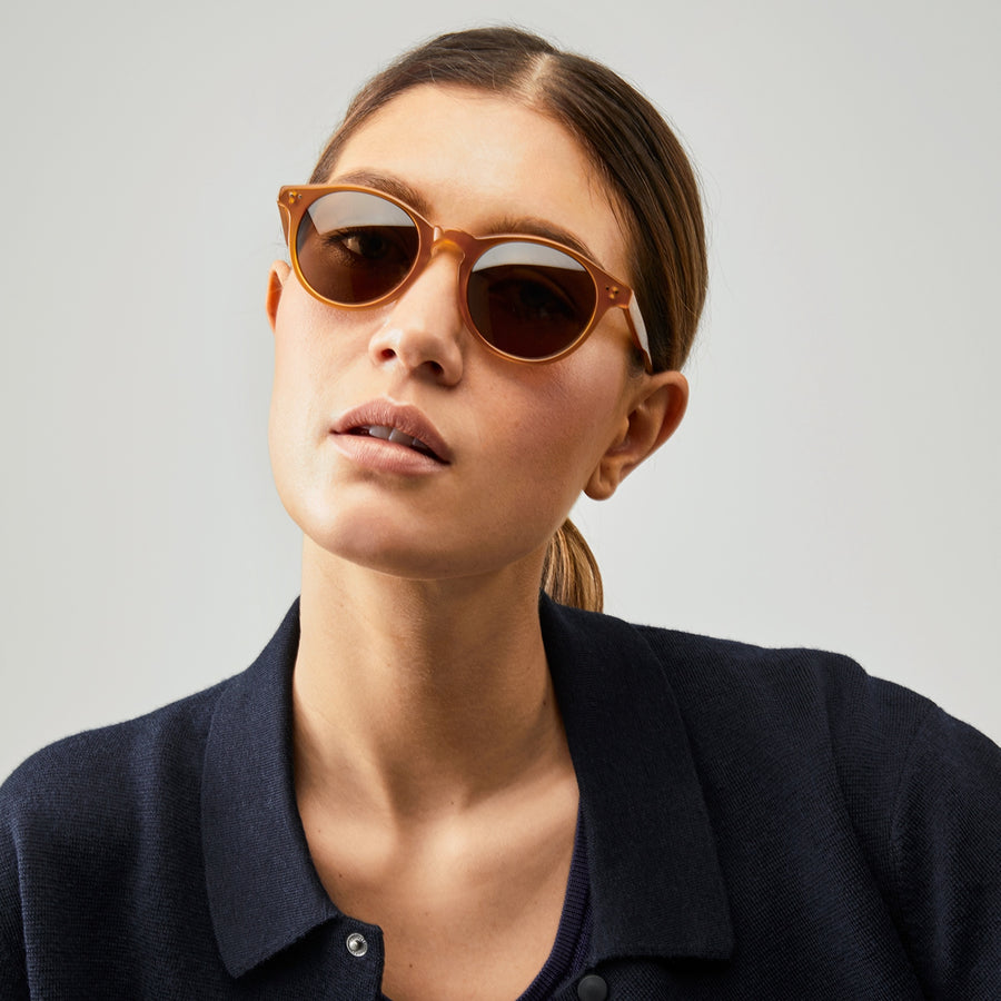 Nividas Paris polarized sunglasses in Yellow Amber - round hand-polished acetate frame