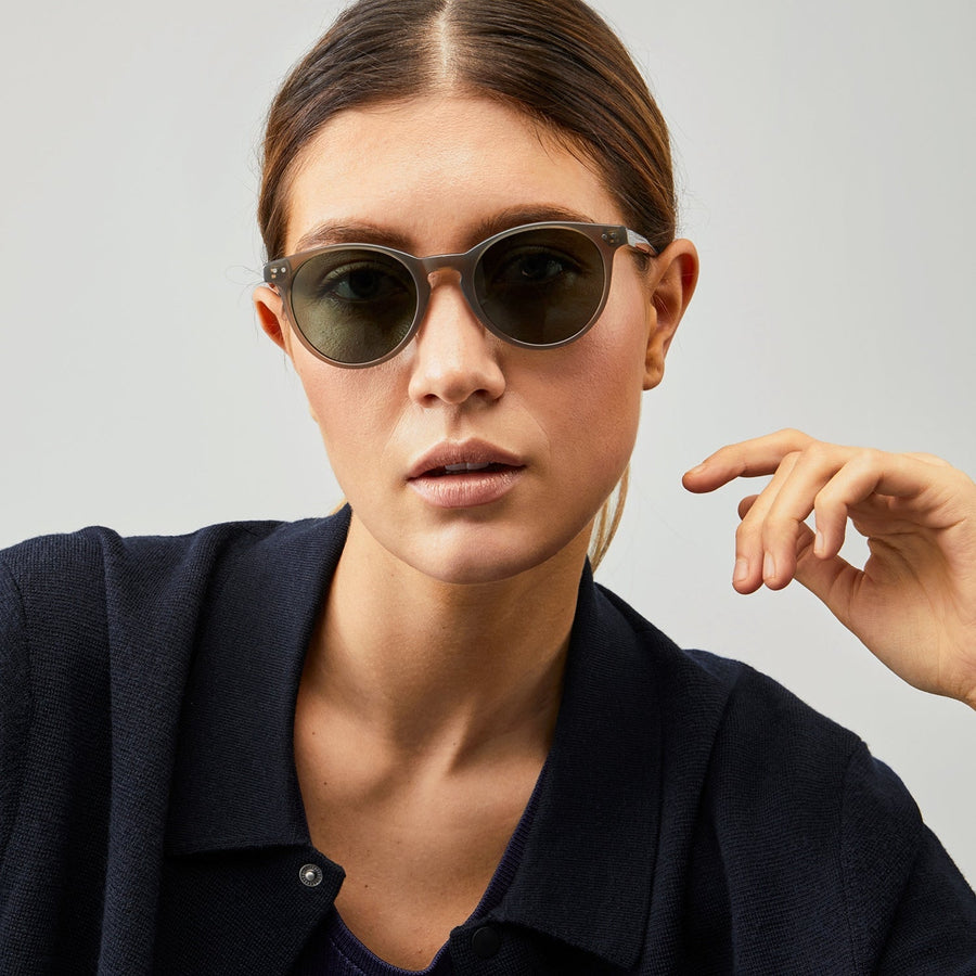 Nividas Paris polarized sunglasses in Sepia Grey - round hand-polished acetate frame