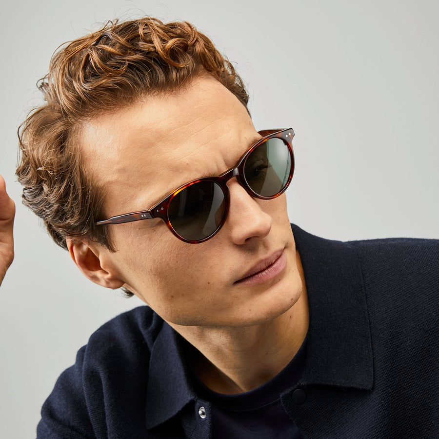 Nividas Paris polarized sunglasses in Tortoise Classic - round hand-polished acetate frame