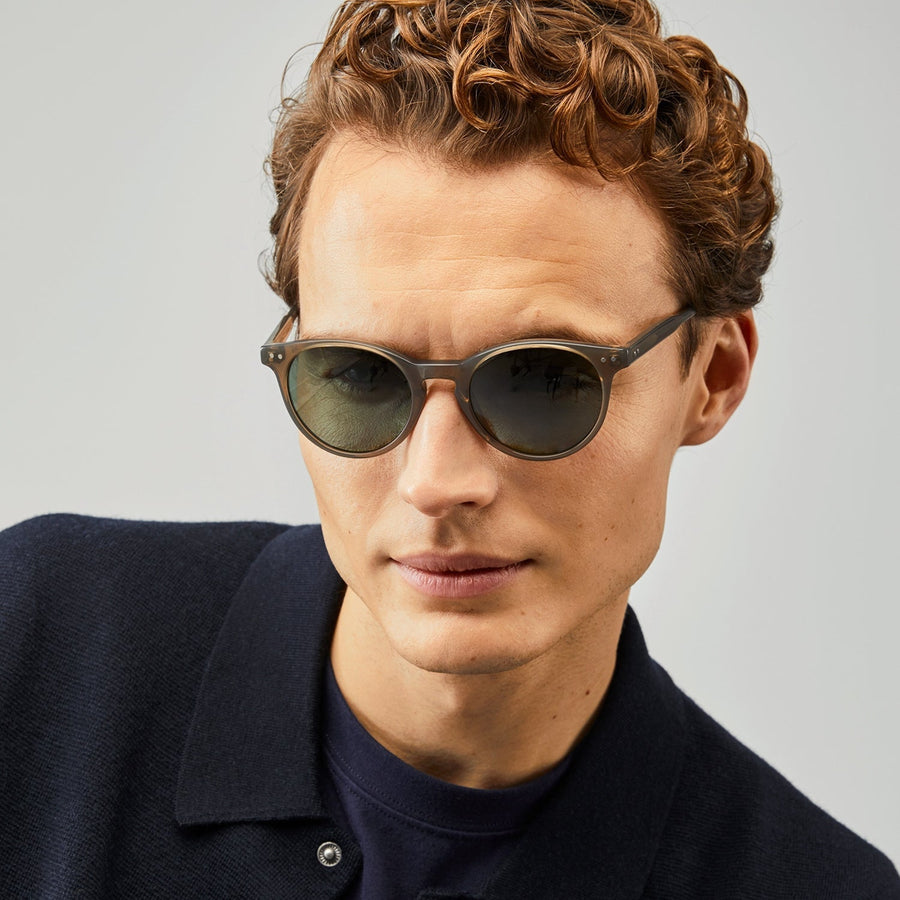 Nividas Paris polarized sunglasses in Sepia Grey - round hand-polished acetate frame