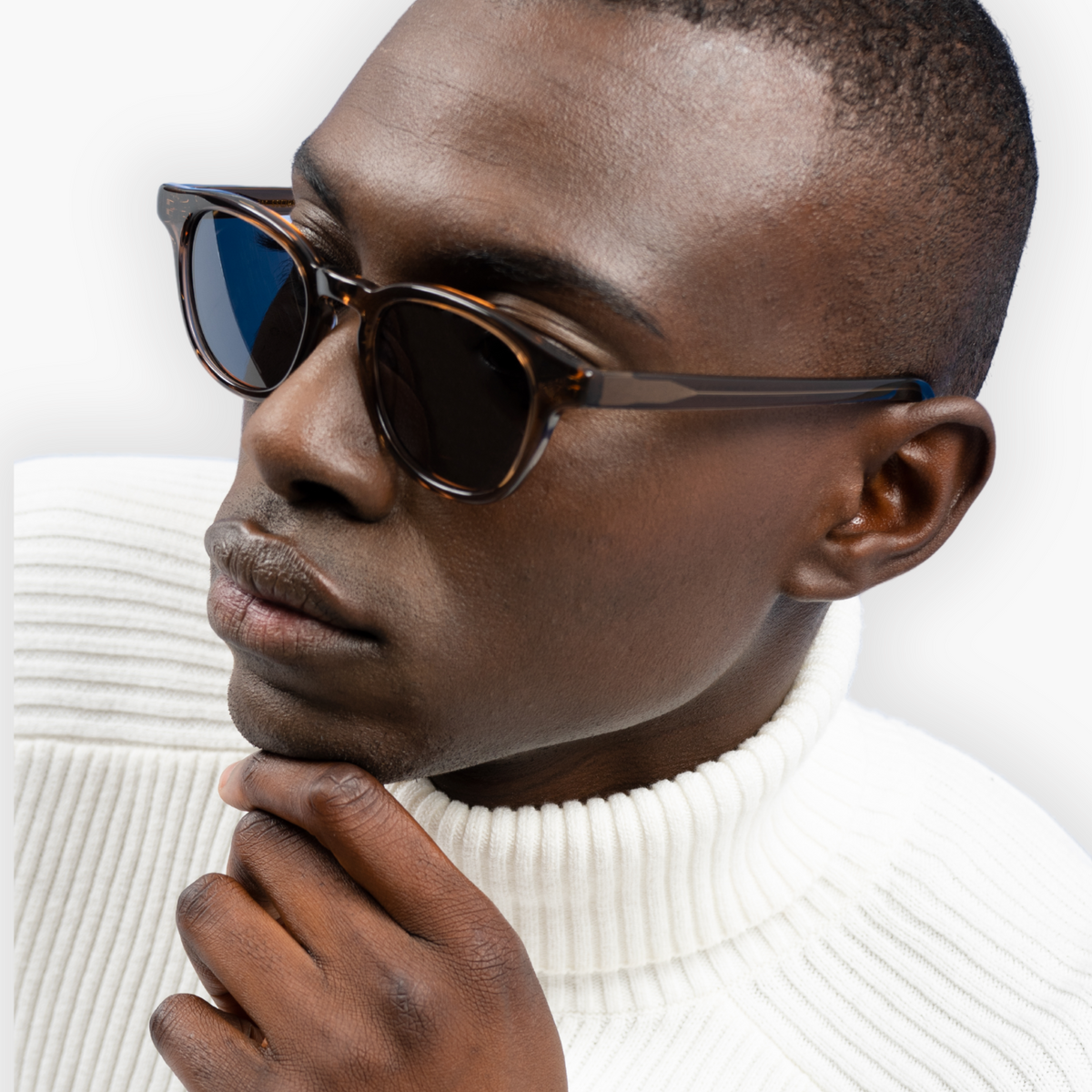 Nividas Lima polarized sunglasses in Transparent Brown - square hand-polished acetate frame