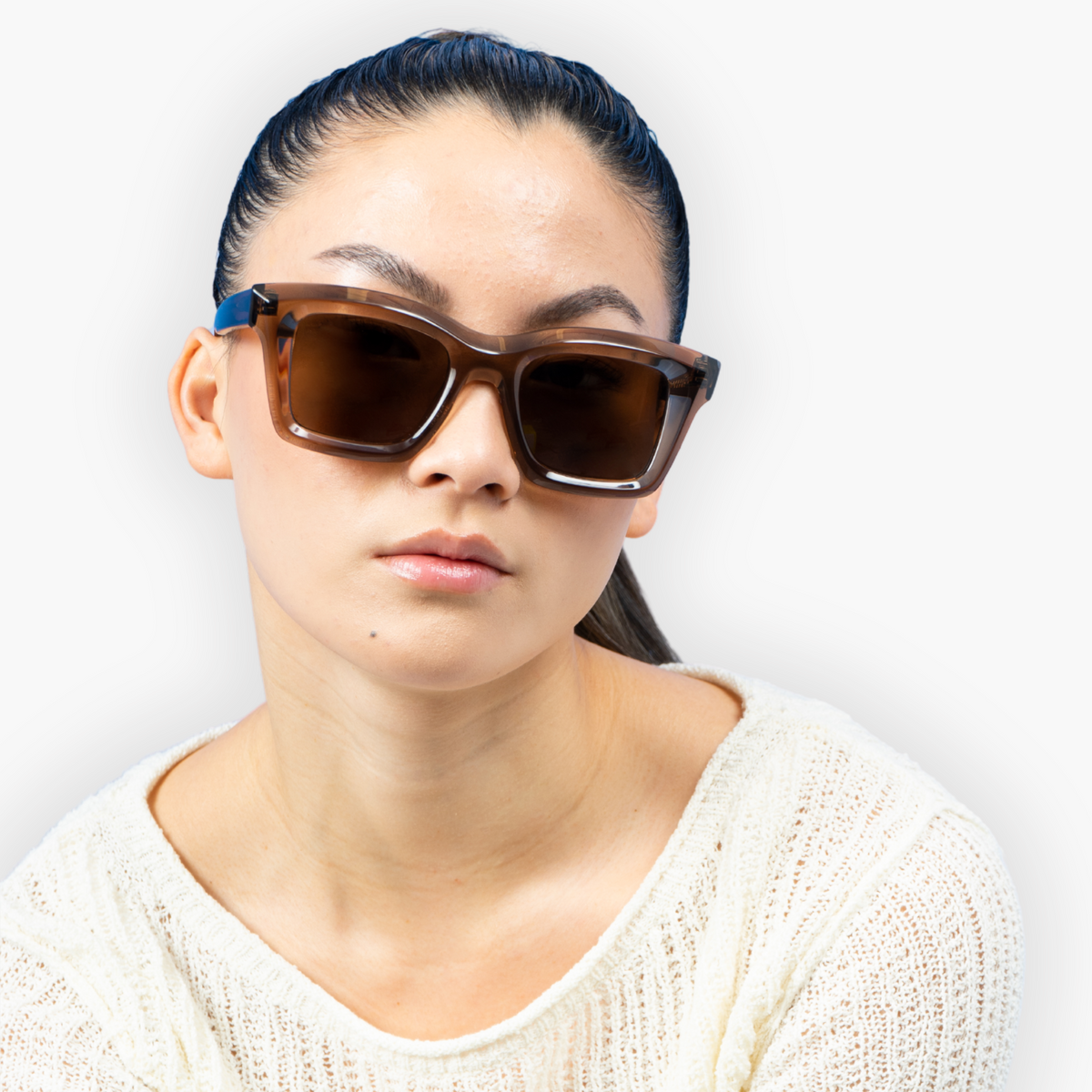 Nividas Valencia polarized sunglasses in Transparent Brown - butterfly hand-polished acetate frame