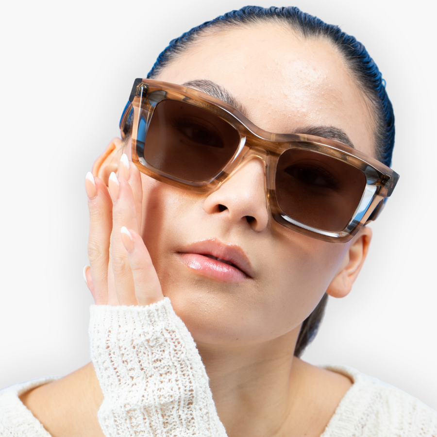 Nividas Valencia polarized sunglasses in Desert Sand - butterfly hand-polished acetate frame